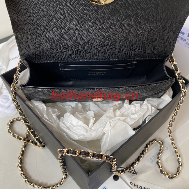 Chanel MINI FLAP BAG CLUTCH WITH CHAIN Gold-Tone Metal AP3238 BLACK