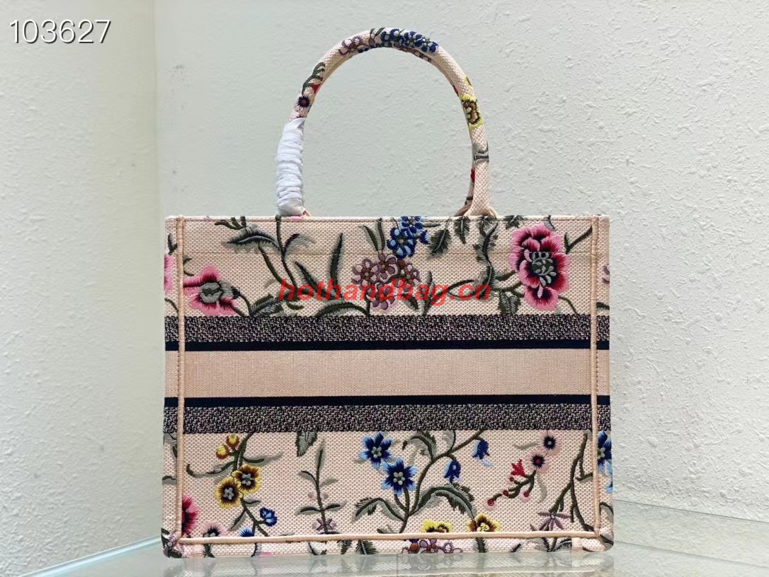 MEDIUM DIOR BOOK TOTE Natural Multicolor Raffia Embroidered with Dior Petites Fleurs M1296ZEB