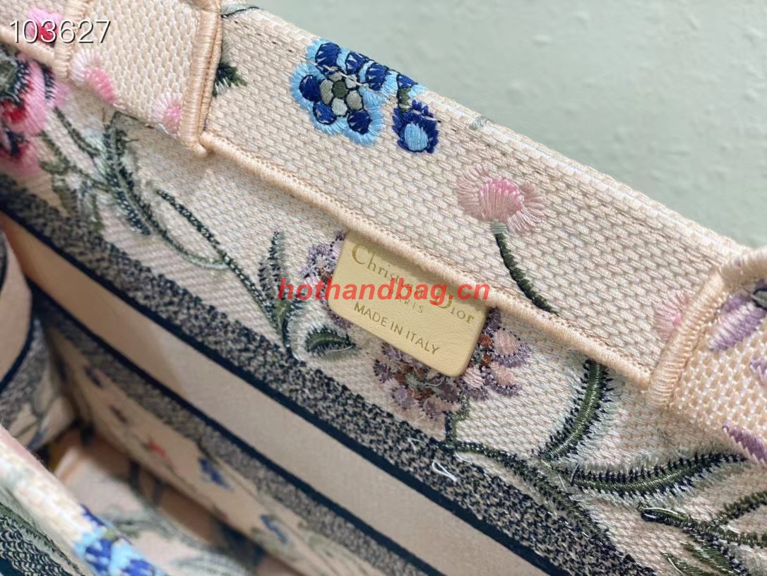 MEDIUM DIOR BOOK TOTE Natural Multicolor Raffia Embroidered with Dior Petites Fleurs M1296ZEB