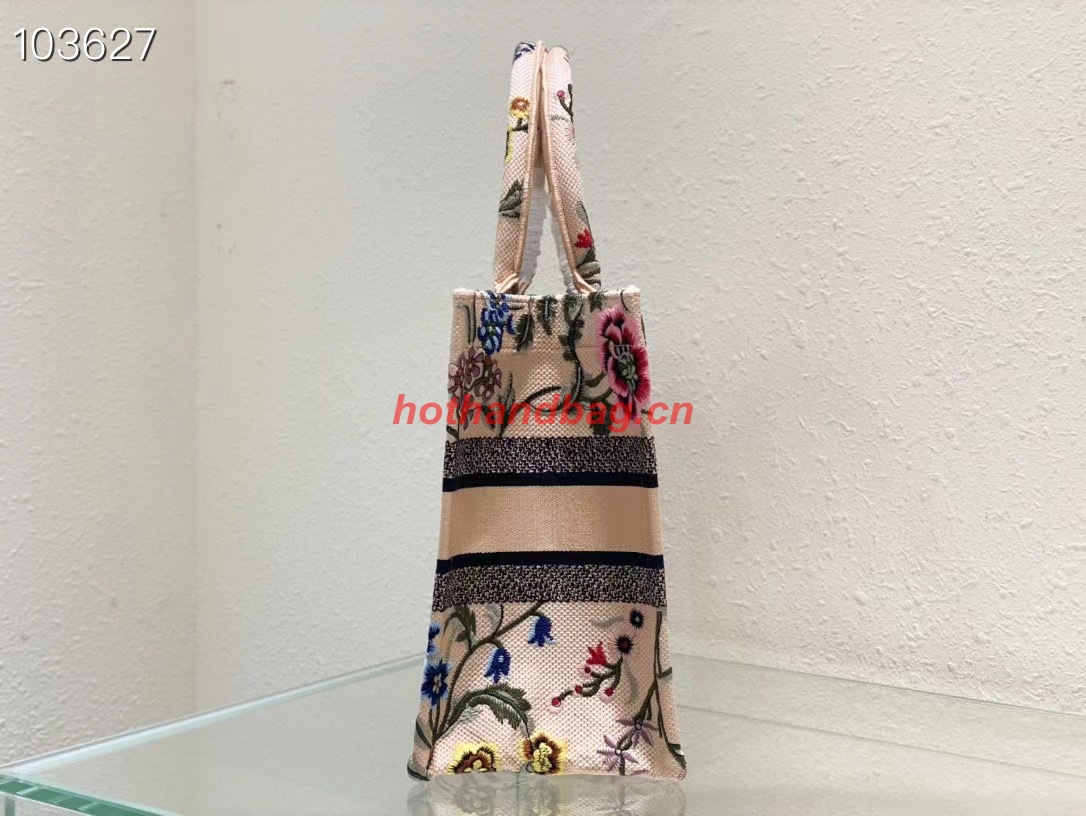 MEDIUM DIOR BOOK TOTE Natural Multicolor Raffia Embroidered with Dior Petites Fleurs M1296ZEB