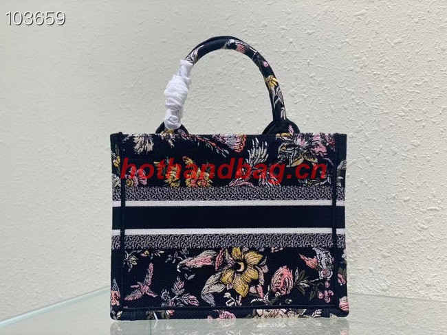 SMALL DIOR BOOK TOTE M1265ZC black Multicolor Dior Jardin Botanique Embroidery M1265ZC