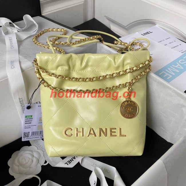 CHANEL 22 MINI HANDBAG AS3980 Light Yellow