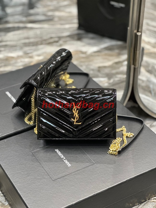 SAINT LAUREN PATENT LEATHER BAG 393953 BLACK