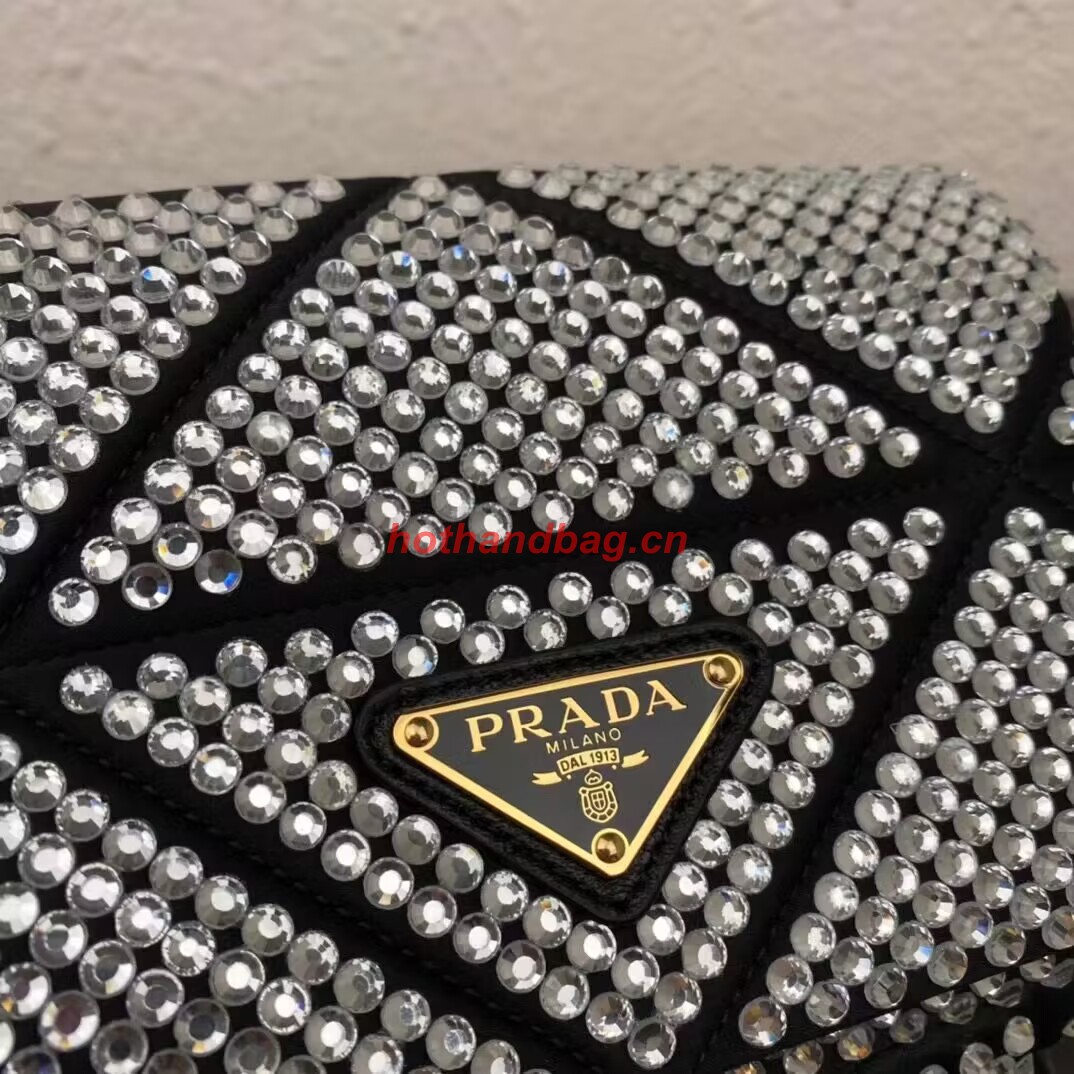 Prada Crystal-studded satin pouch 1HD339 black