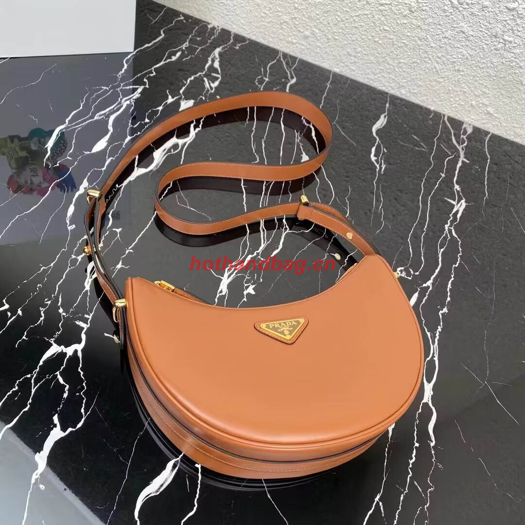 Prada leather shoulder bag 1BC194 brown