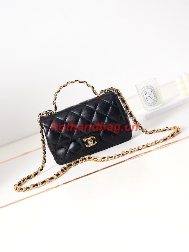 Chanel MINI FLAP BAG WITH TOP HANDLE AS4023 black