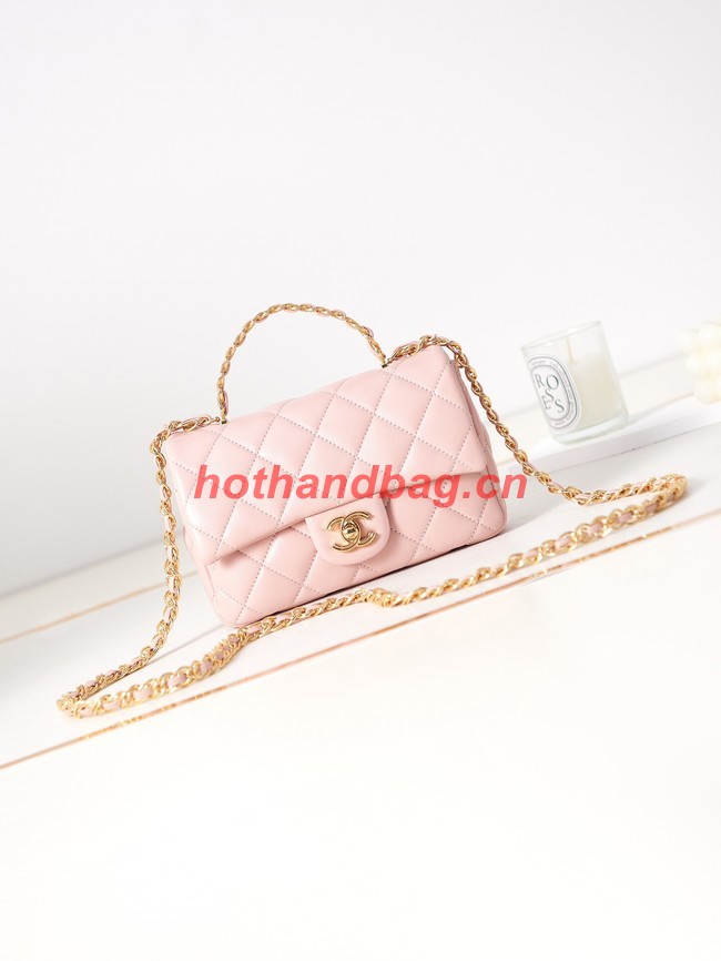 Chanel MINI FLAP BAG WITH TOP HANDLE AS4023 light pink