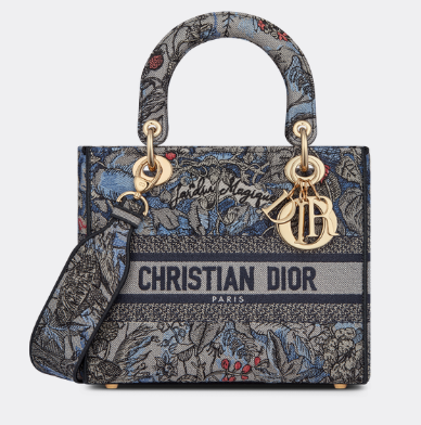 Dior MEDIUM LADY D-LITE BAG Denim Multicolor Dior Jardin Magique Embroidery M0565ORZI