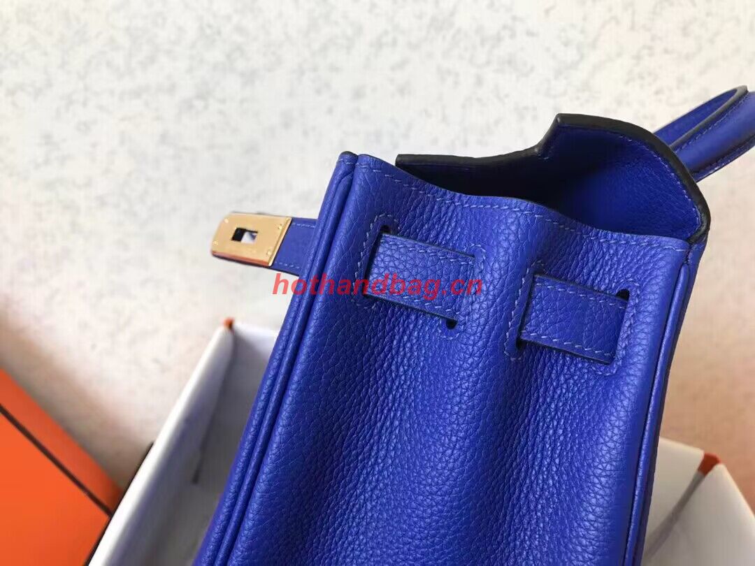 Hermes Kelly 25cm Shoulder Bags Togo KL2755 Electrooptic blue&gold