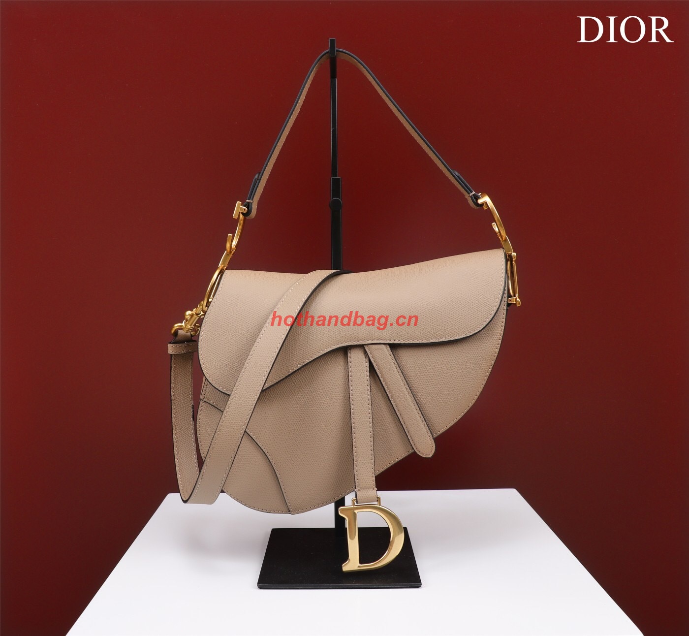 DIOR SADDLE BAG WITH STRAP Sand Pink Grained Calfskin M0455CBA