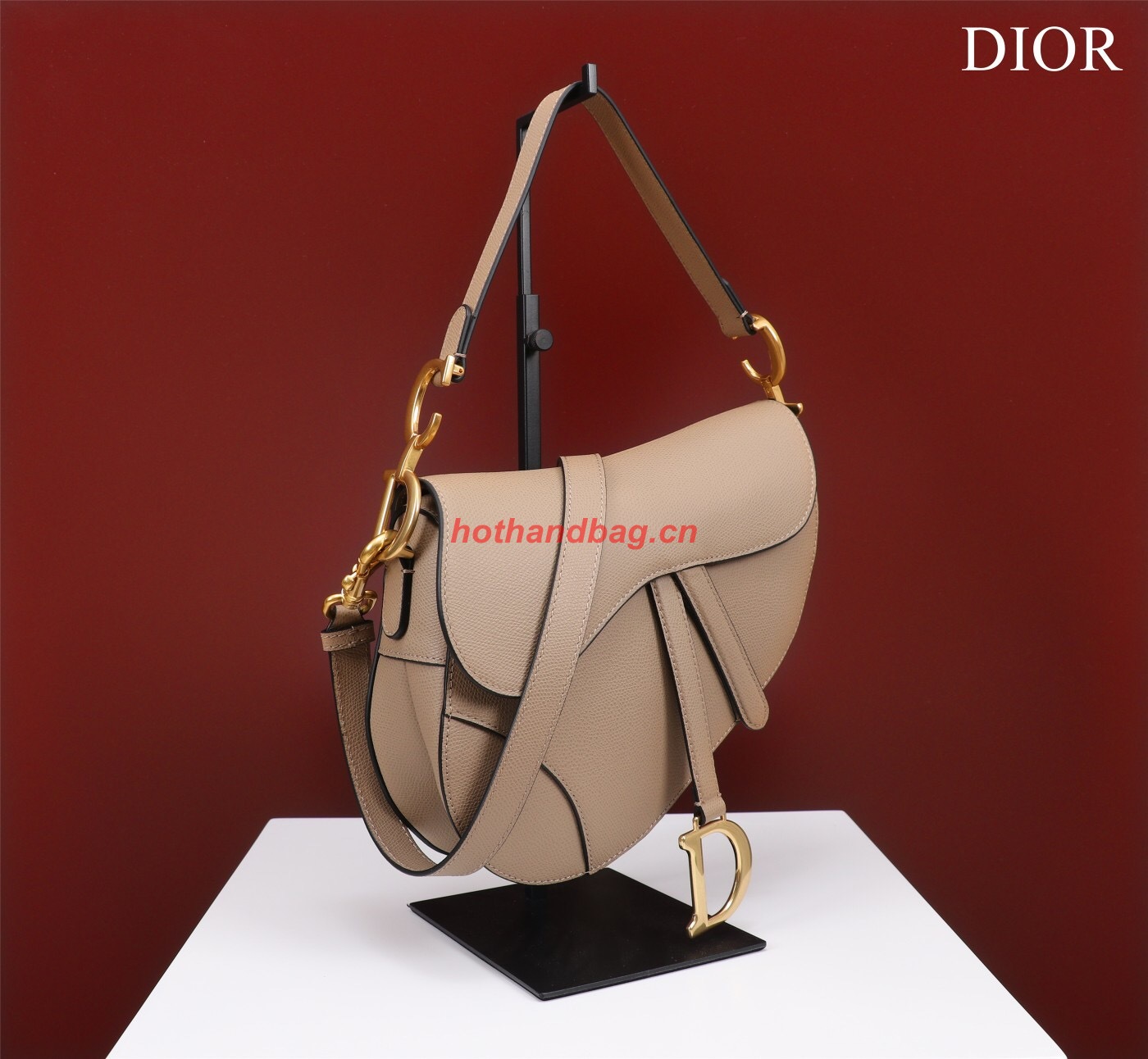 DIOR SADDLE BAG WITH STRAP Sand Pink Grained Calfskin M0455CBA