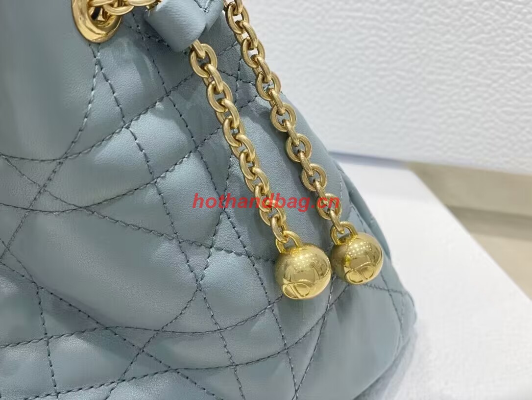 MEDIUM DIOR AMMI BAG Sand Blue Supple Macrocannage Lambskin M22566F