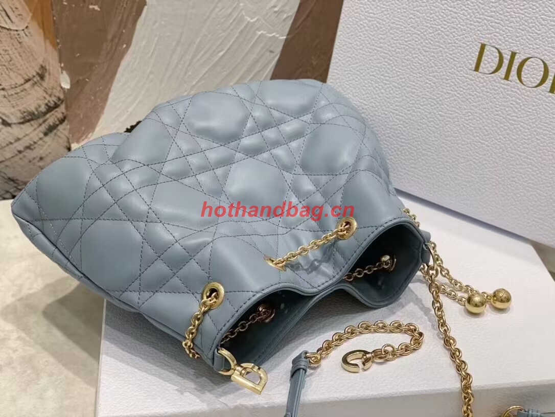 MEDIUM DIOR AMMI BAG Sand Blue Supple Macrocannage Lambskin M22566F