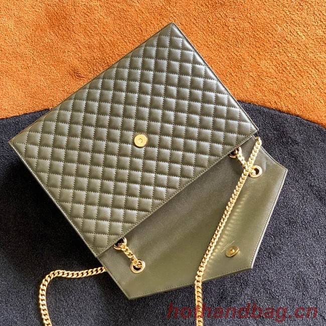 SAINT LAUREN ENVELOPE LARGE BAG IN MIX MATELASSE GRAIN DE POUDRE EMBOSSED LEATHER 600166 khaki