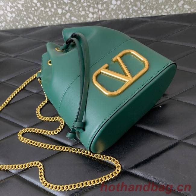 VALENTINO VLOGO SIGNATURE Lambskin Mini Bucket Bag FI16 blackish green