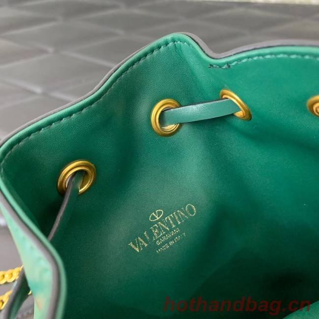 VALENTINO VLOGO SIGNATURE Lambskin Mini Bucket Bag FI16 blackish green