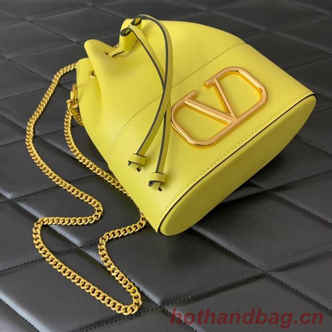 VALENTINO VLOGO SIGNATURE Lambskin Mini Bucket Bag FI16 yellow