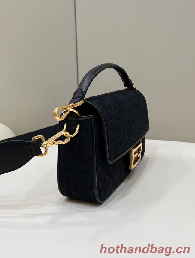 Fendi Baguette canvas bag with FF embroidery 8BR600 black