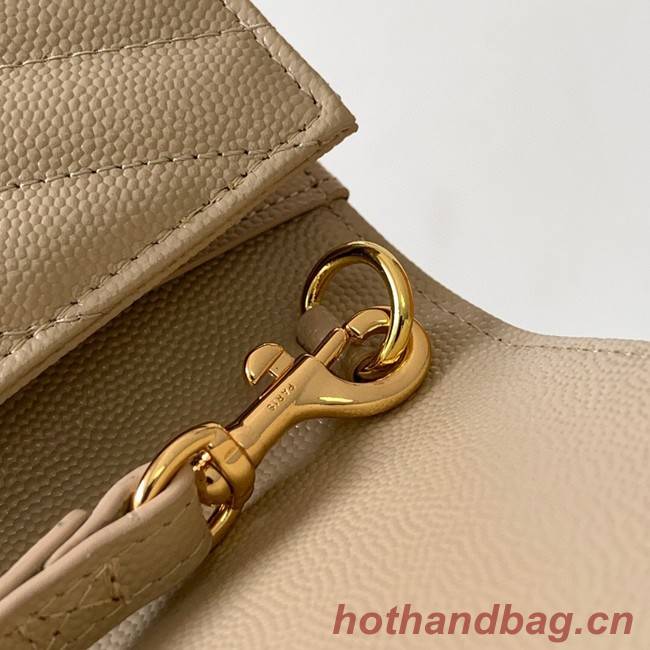 Yves Saint Laurent MONOGRAM CLUTCH IN QUILTED GRAIN DE POUDRE EMBOSSED LEATHER A617662 apricot