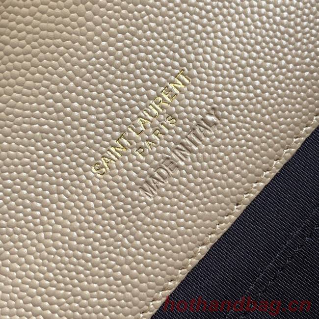 Yves Saint Laurent MONOGRAM CLUTCH IN QUILTED GRAIN DE POUDRE EMBOSSED LEATHER A617662 apricot