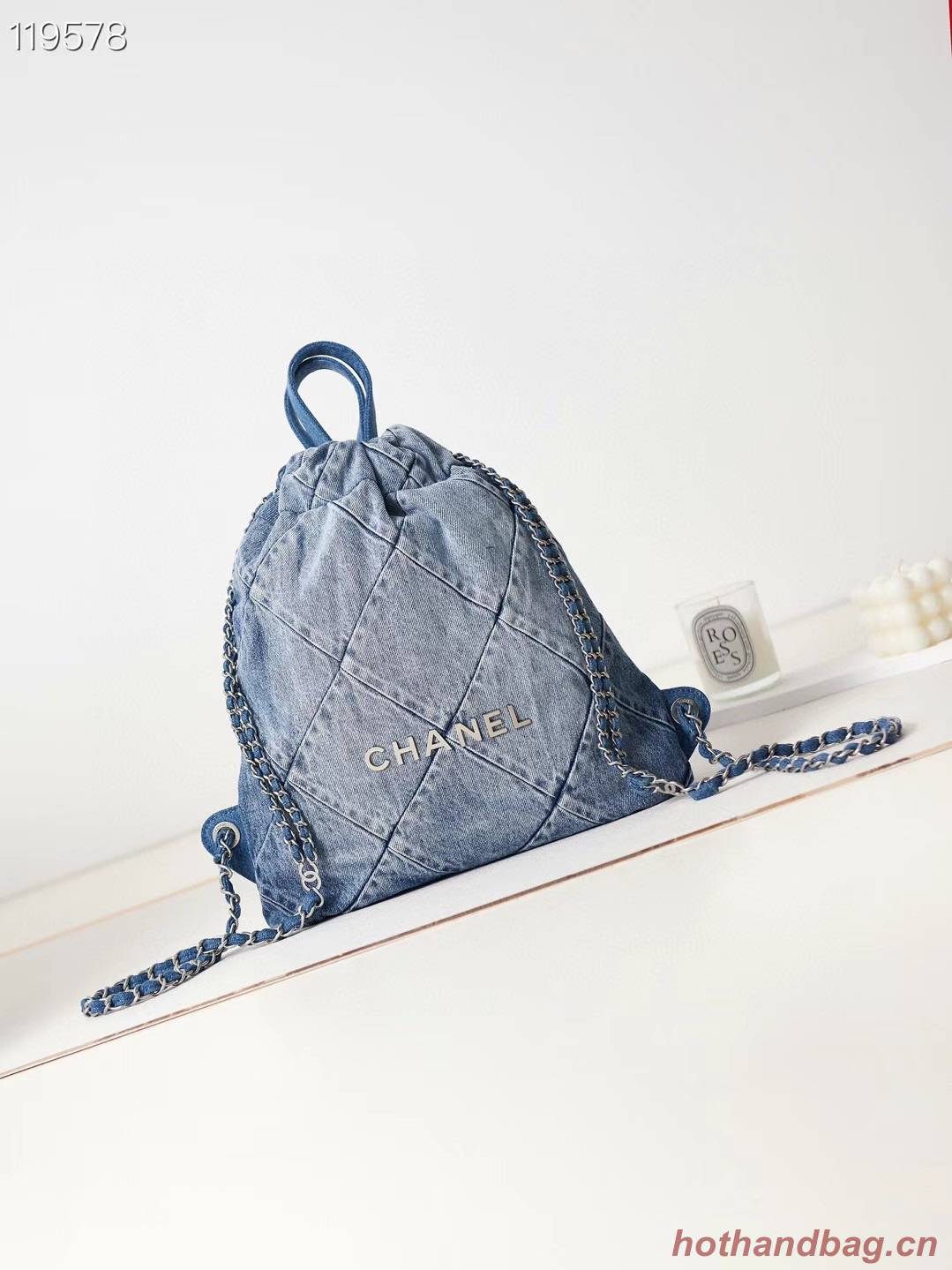 LARGE BACK PACK CHANEL 22 AS3313 Denim 