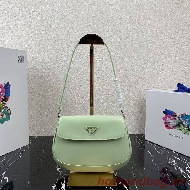 Prada Cleo brushed leather shoulder bag with flap 1BD311 light green