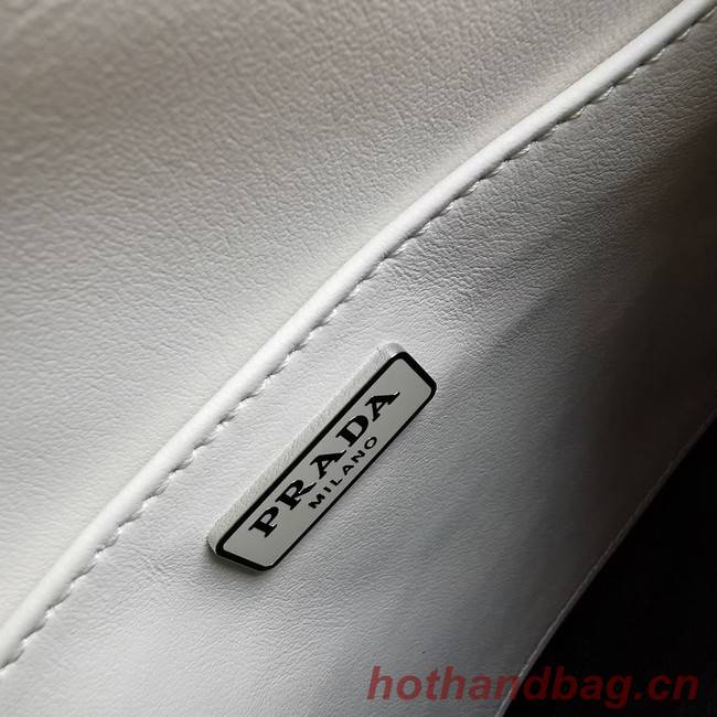 Prada Cleo brushed leather shoulder bag with flap 1BD311 white