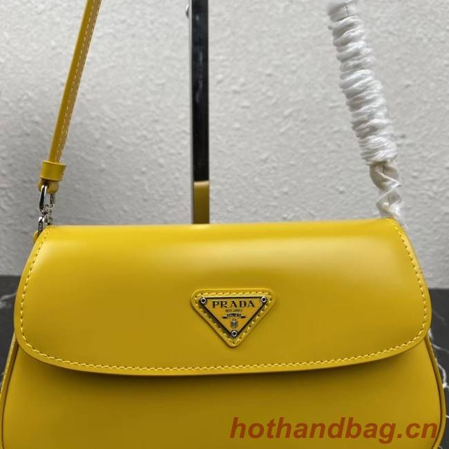 Prada Cleo brushed leather shoulder bag with flap 1BD311 yellow