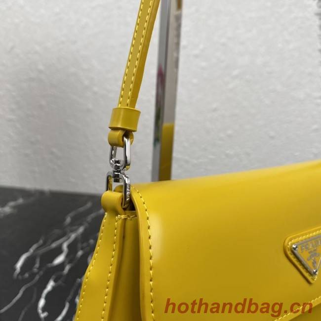 Prada Cleo brushed leather shoulder bag with flap 1BD311 yellow