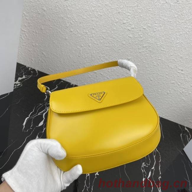 Prada Cleo brushed leather shoulder bag with flap 1BD311 yellow