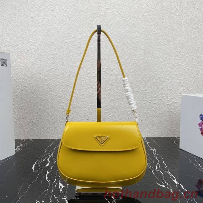 Prada Cleo brushed leather shoulder bag with flap 1BD311 yellow