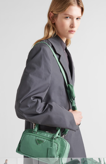 Prada Antique nappa leather multi-pocket top-handle bag 1BB099 green