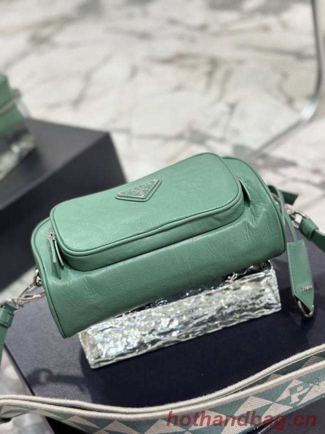 Prada Leather shoulder bag 1BH98 green