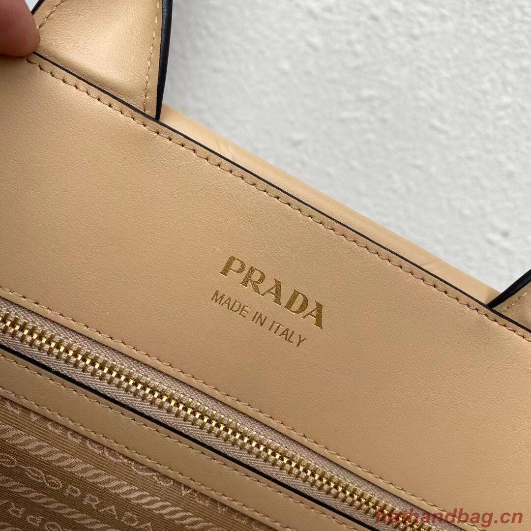 Medium leather Prada Symbole bag with topstitching 1BA378 Sand Beige