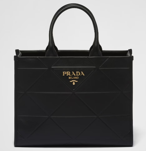 Medium leather Prada Symbole bag with topstitching 1BA378 black