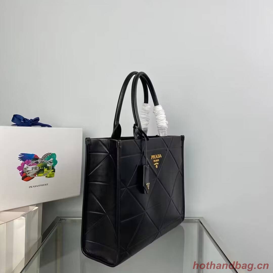 Medium leather Prada Symbole bag with topstitching 1BA378 black