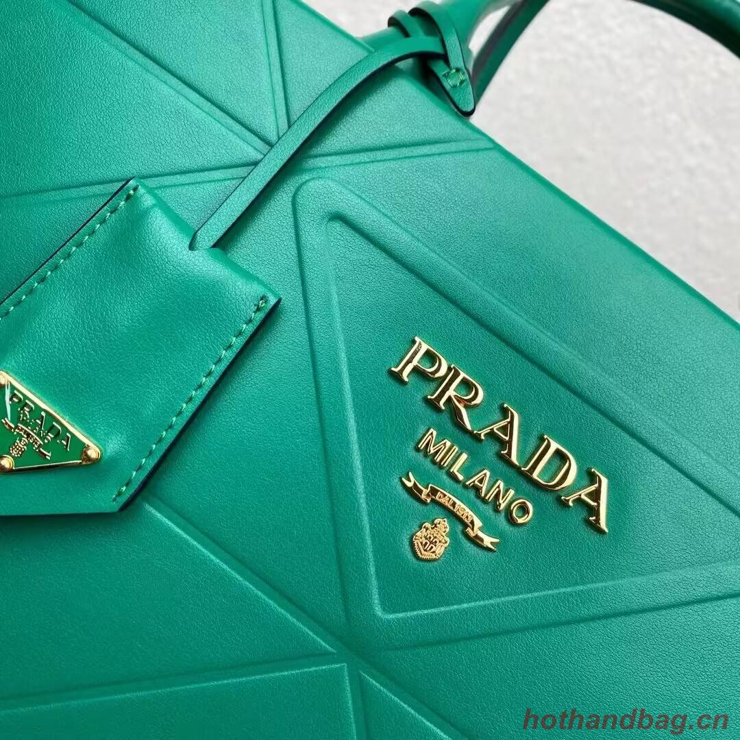 Medium leather Prada Symbole bag with topstitching 1BA378 green