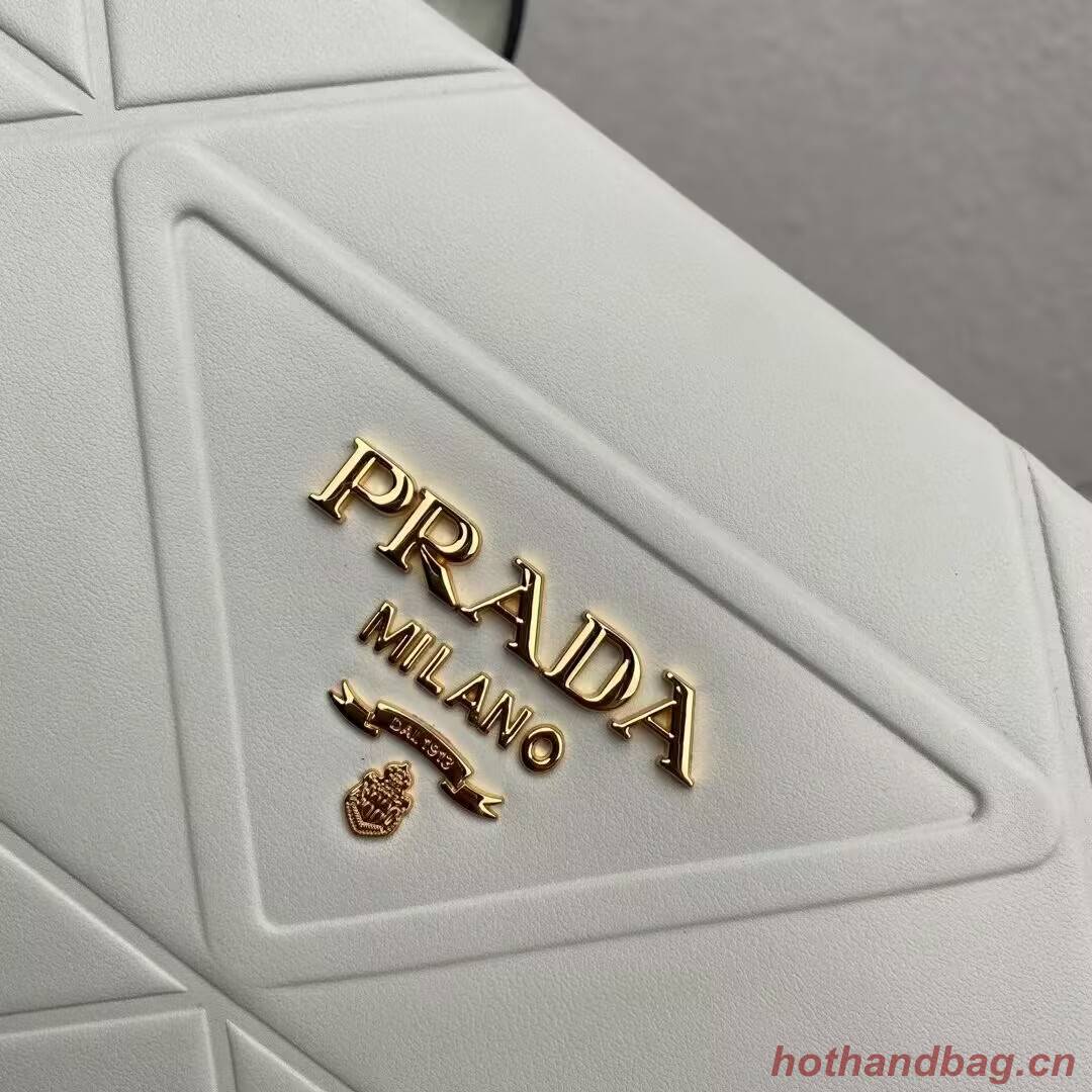 Prada Large leather Prada Symbole bag with topstitching 1BA377 WHITE