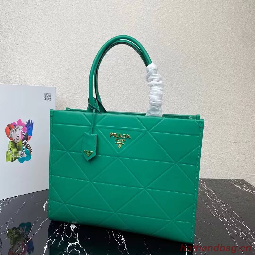 Prada Large leather Prada Symbole bag with topstitching 1BA377 green