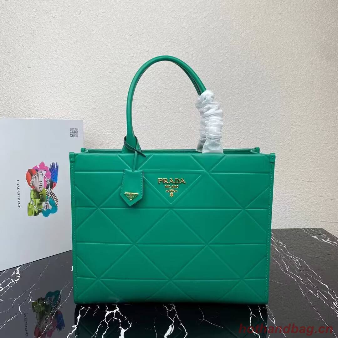 Prada Large leather Prada Symbole bag with topstitching 1BA377 green