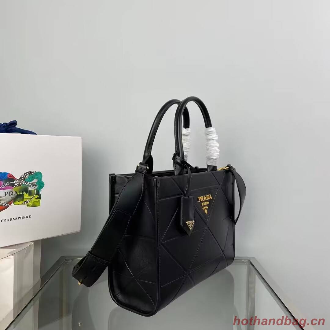 Small leather Prada Symbole bag with topstitching 1HH039 black