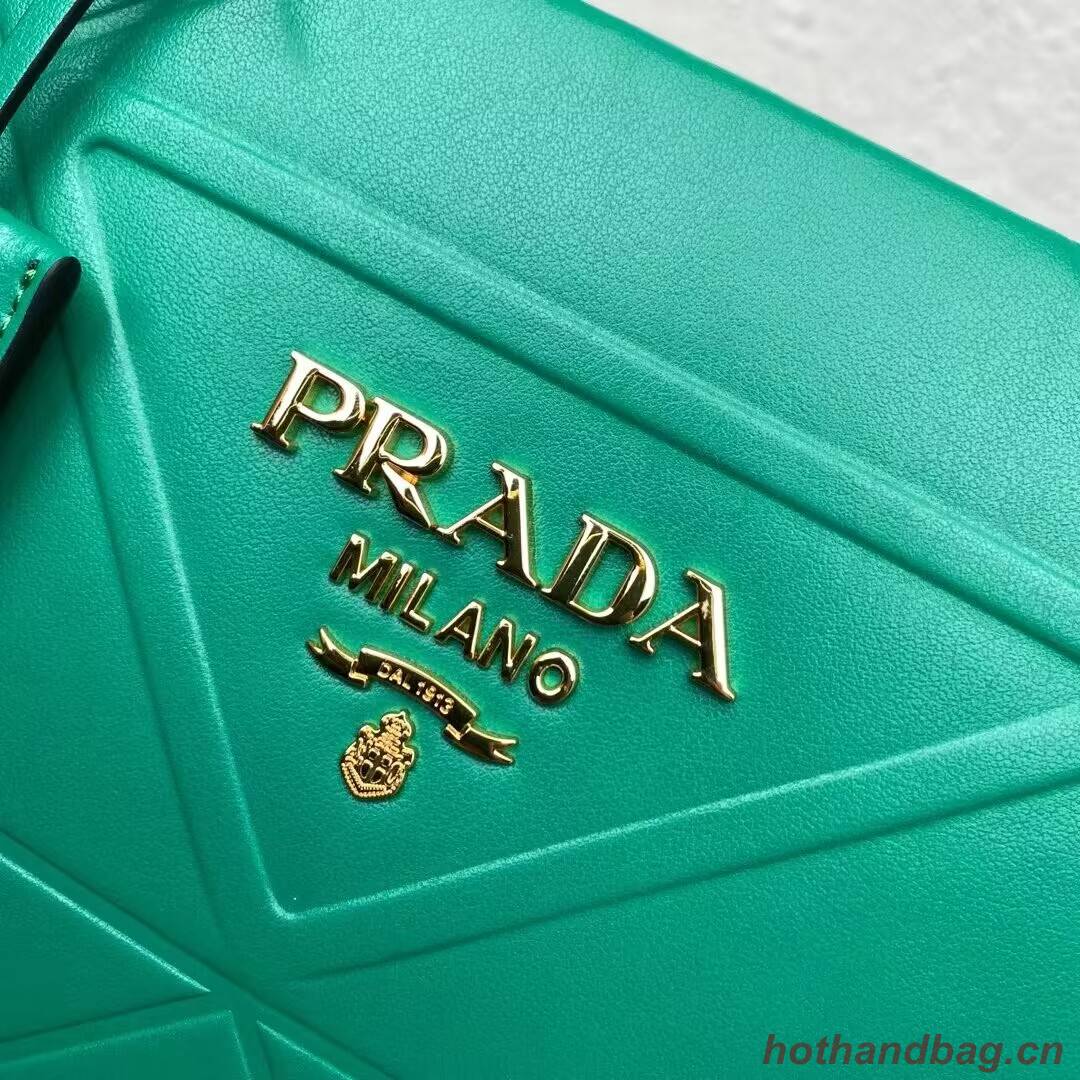 Small leather Prada Symbole bag with topstitching 1HH039 green