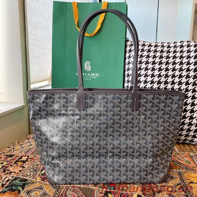 Goyard Calfskin Leather Tote Bag 20217 dark gray