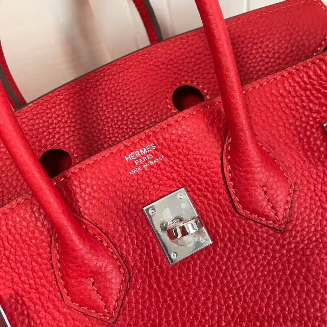 Hermes original Toge Leather HB35O red&silver Metal