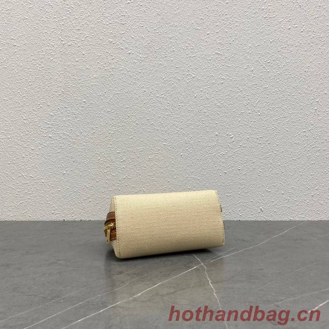 Celine CLUTCH WITH CHAIN IN TRIOMPHE CANVAS AND LAMBSKIN 100382 beige/tan