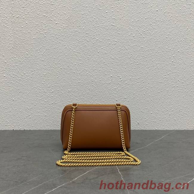 Celine CLUTCH WITH CHAIN IN TRIOMPHE LAMBSKIN 100382 TAN