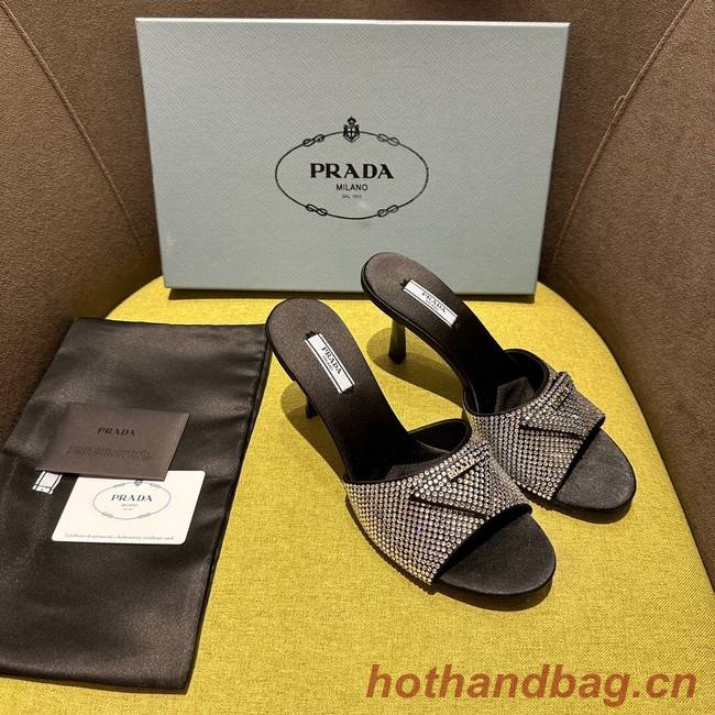 Prada High-heeled satin slides with crystals 93509-1