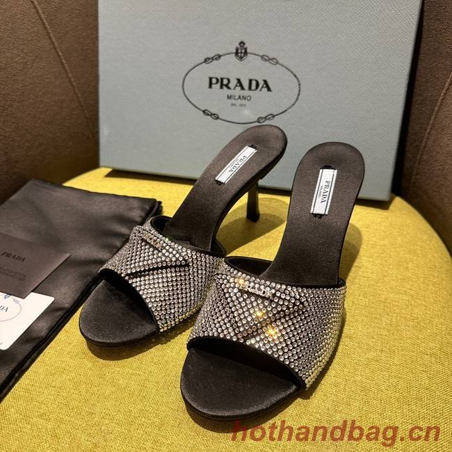 Prada High-heeled satin slides with crystals 93509-1