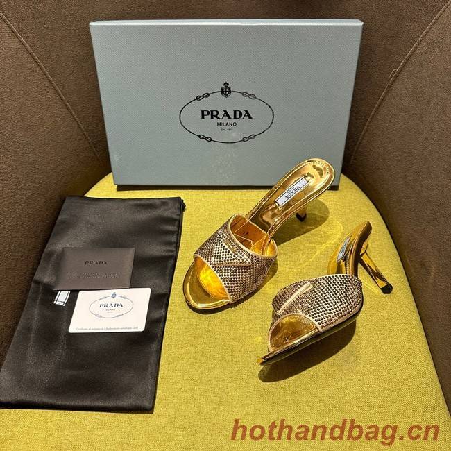 Prada High-heeled satin slides with crystals 93509-3