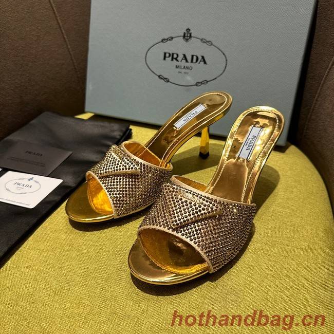 Prada High-heeled satin slides with crystals 93509-3